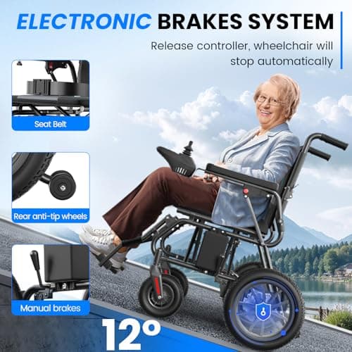 Electric Wheelchair for Adults, Foldable Power Wheelchair,15 Miles Long Travel Range, All Terrain Motorized Wheelchair for Seniors 6