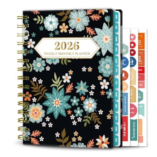 Ymumuda 2026 Planner, Daily Weekly and Monthly Planner，Jan 2026 - Dec 2026, 8.4" x 6.3", 2026 Calendar Planner Book with Tabs, Spiral Notebook with Inner Pocket for Office Home School Supplies