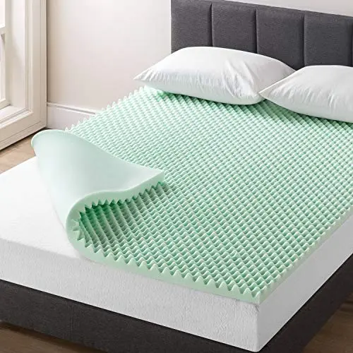 Best Price Mattress 2 Inch Egg Crate Memory Foam Mattress Topper with Calming Aloe Infusion, CertiPUR-US Certified, Twin XL,Green