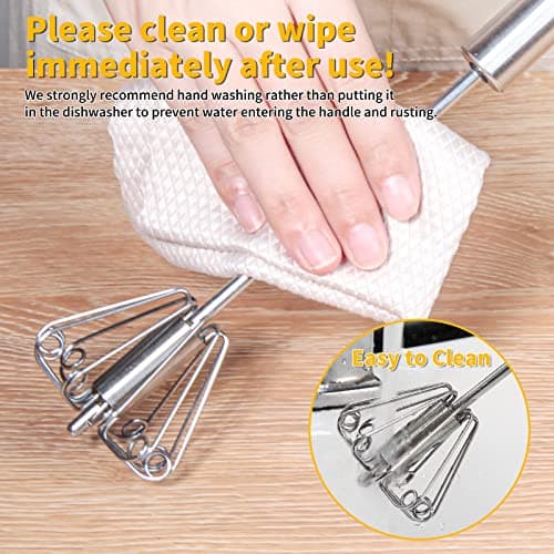 Newness Whizzy Whisk, Stainless Steel Semi Automatic Blender for Home -Versatile Tool for Egg Beater, Milk Frother, Hand Push Whisk - Kitchen Utensil for Blending, Whisking, Beating & Stirring 8