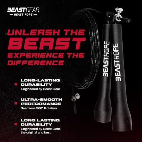 Beast Gear Jump Rope, Jump Ropes for Fitness, Premium Aluminium Skipping Rope for Men Women - Boxing, MMA, HIIT, Strength Training & Double Unders(Std) 3