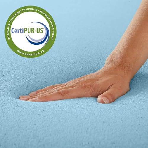 Greaton, 1-Inch Gel Memory Foam Mattress Topper, CertiPUR-US Certified for Superior Comfort and Support, Queen, Blue 5