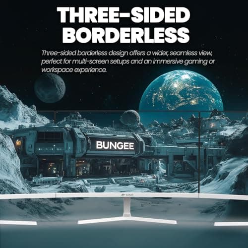 CRUA 24" Curved Gaming Monitor, 165Hz/200Hz Computer Monitor, FHD 1920x1080, 120% sRGB, AMD FreeSync, Blue Light Filter, for Gaming & Office, Wall Mountable- White 5