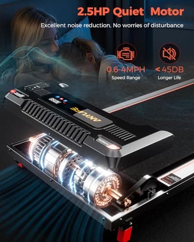 Anylife Treadmill Incline Walking Pads Under Desk 330lb Capacity, 2.5HP Portable Small Running Pad with LED Display for Home, Compact, Remote Control, Black Red 5