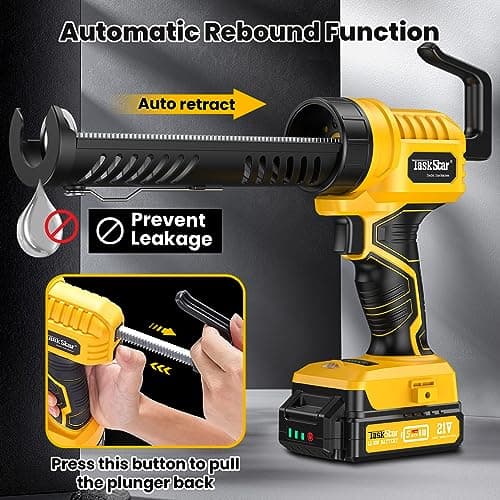 TaskStar Cordless Caulking Gun,5 Adjustable Speed Electric Caulk Gun with 2000mAh Battery & Charger, LED Light and Cutting Tool,lightweight Dripless for Bathroom Balcony Doors 7