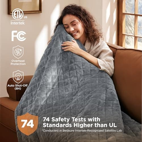 Bedsure Electric Blanket King Size - Dual Control Heated Weighted Blanket King with 10 Heat Settings, Fast Heating with 10 Time Settings (100x90 inches, Formal Gray) 6