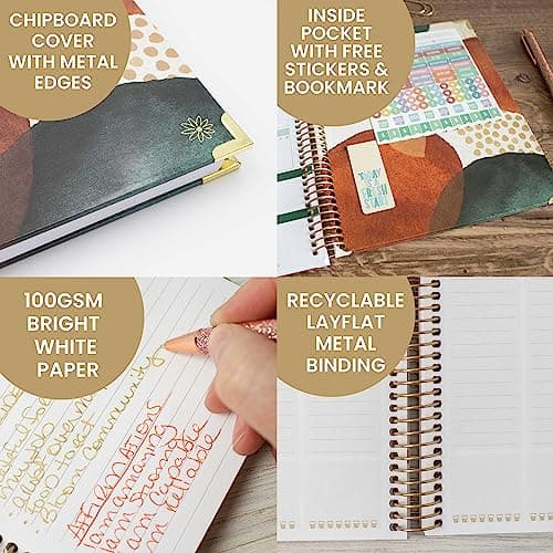 bloom daily planners 2024 Hardcover Calendar Year Goal & Vision Planner (January 2024 - December 2024) - Monthly/Weekly Column View Agenda Organizer - 7.5" x 9" - Earthy Abstract, Green 6