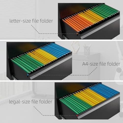 Approgreent 2 Drawer File Cabinet, File Cabinets for Home Office, Printer Stand, File Cabinet with Lock, Lateral Filing Cabinet for A4/Letter/Legal Size File Folders, Assembly Required(Black) 5