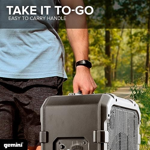 Gemini Portable Bluetooth Speaker with Wheels - 240W Party Speaker, IPX4 Water Resistant, LED Light Show, Dual Mic Inputs, Rechargeable Battery, Trolley Handle for Outdoor Events (MPA-2400) - Gray 6