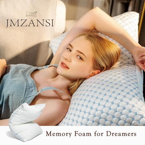 JMZANSI Premium Adjustable Shredded Memory Foam Pillow - Suitable for Side, Back, and Stomach Sleepers, with Cooling Fiber Machine Washable Cover (Standard （2Count）) 7