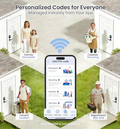 Veise VE012W Built-in WiFi Fingerprint Smart Lock, App Remote Control, Compatible with Alexa & Google Assistant, Keyless Entry for Front Door, Digital Keypad Deadbolt, Auto Lock, Matte Black 6