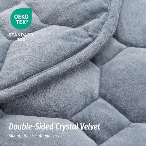 Wemore Weighted Lap Blanket 7lbs for Adults, Small Weighted Blanket Throw for Travel, Soft Weighted Lap Pad for Relaxation, Calming, Napping and Sleeping, Machine Washable, Light Grey 29" x 24" 5