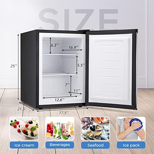 Kismile 2.1 Cu.ft Compact Upright Freezer with Reversible Single Door,Removable Shelves Mini Freezer with Adjustable Thermostat for Home/Kitchen/Office (2.1 Cu.ft, Black) 7