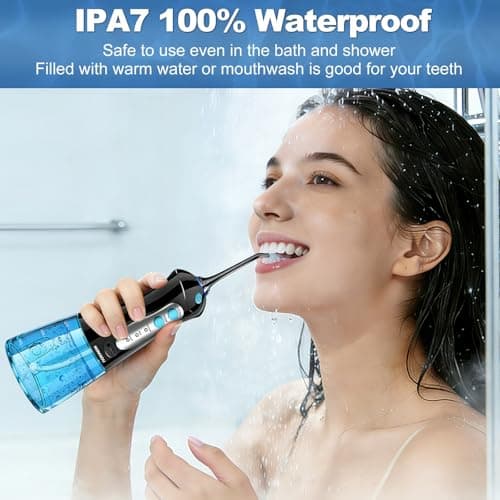 Water Dental Flosser Pick for Teeth: Cleaning and Flossing with 3 Mode from 30-100 Psi, Ipx7 Waterproof Portable Rechargeable Cordless Oral Irrigator for Adults Braces and Dental Care Home Travel 7