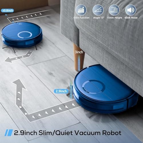 Robot Vacuum and Mop Combo, 2 in 1 Mopping Robot Vacuum Cleaner with 2000Pa Max Suction, Wi-Fi/App/Remote, Schedule, Self-Charging Slim Robotic Vacuum, Ideal for Pet Hair, Low-Pile Carpet, Hard Floor 6