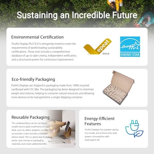 ASUS ProArt Display 27” 5K HDR Professional Monitor (PA27JCV) - 5K (5120 x 2880), IPS, 99% DCI-P3, 100% sRGB, ΔE < 2, USB-C PD 96W, Calman Verified, Color Accurate, LuxPixel, 3 yr Warranty 10