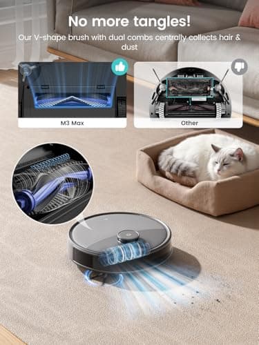Lefant LiDAR Robot Vacuum and Mop, 20000Pa Suction, 90-Day Self-Emptying, Obstacle Avoidance, Auto Mop Washing&Drying, All-in-One for Pet Hair Carpet, 5G WiFi Alexa/APP/iWatch Control, M3 Max 5