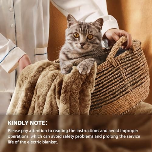 Homemate Heated Blanket Electric Throw - 50"x60" Heating Blanket Throw 1/2/4/6/8 Hours Auto-Off 10 Heat Levels Over-Heat Protection Luxury Faux Fur Sherpa ETL Certification 6