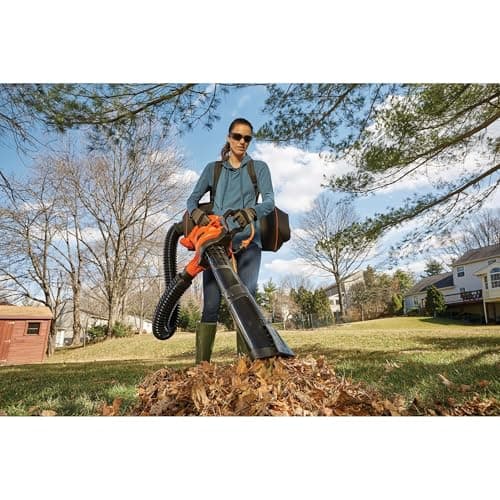 BLACK+DECKER Leaf Blower, Leaf Vacuum and Mulcher 3 in 1, Backpack Blowers for Lawn Care,250 mph Airflow, 400 cfm Delivery Power, Reusable Bag Included, Corded (BEBL7000) 10