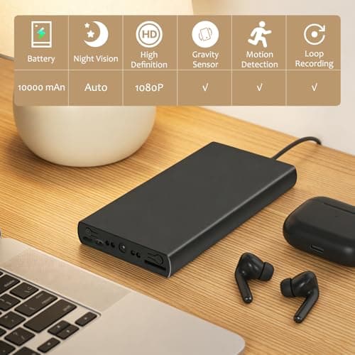 MINGYY Hidden Camera Spy Camera No WiFi Needed Nanny Cam Portable Mini Cameras 20 Hours Continuous Record for Home Security with Night Vision Motion Detection Gravity Sensor 1080P HD No Audio 9