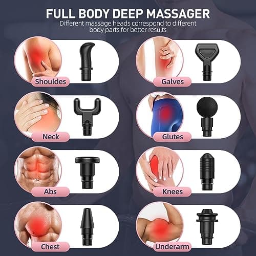 SORUDEL Massage Gun,Massage Gun Deep Tissue for Pain Relief with 7 Massage Heads & 6 Speeds and Carrying Case (Pink) 7