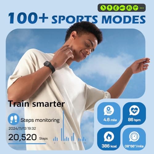 MorePro Health Fitness Tracker with Blood oxy-gen Monitor and 24/7 Heart Rate and Blood Pressure, Sleep Monitor, 120+ Sport Modes Waterproof Fitness Watch for Women Men Android iOS, Black 5