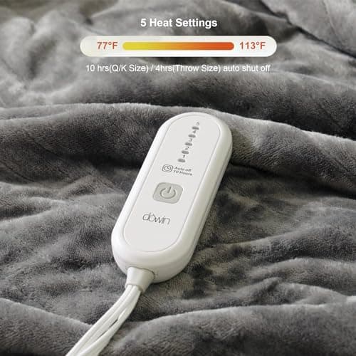 Heated Blanket Electric Throw - Soft Fleece Flannel Heating Warming Blankets with Auto Shut Off for Couch Office Chair Bed Adults Machine Washable 50x60 Grey 3