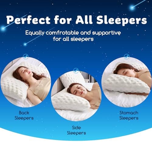 Cooling Side Sleeper Pillow for Neck and Shoulder Pain, Luxury Shredded Memory Foam Pillows for Sleeping, Firm Bed Pillows Queen Size Set of 2- Adjustable Queen Size- Washable Cover Original White 6