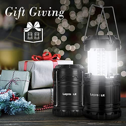 Lepro LED Lanterns Battery Powered, Camping Essentials, Collapsible, IPX4 Water Resistant, Outdoor Portable Lights for Emergency, Hurricane, Storms and Outages, 2 Pack 8