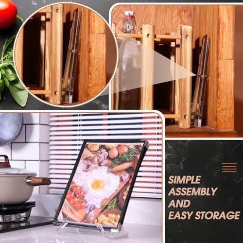 Menkxi Acrylic Cookbook Stand for Kitchen Counter Cookbook Recipe Book Holder for Multifunctional Display Tabletop Kitchen Counter Decor, 6.5 x 8.5 Inches(Clear) 5