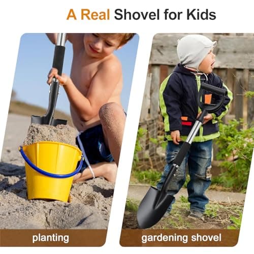 Shovel for Digging, 31" Compact Garden Shovel with D-Grip, Small Metal Spade Shovel for Gardening Camping, Kids Sand Beach Mini Spade, Portable 7