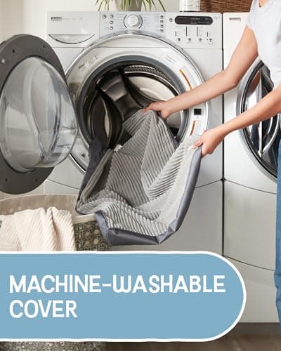 OhGeni 35 Inch Orthopedic Waterproof & Machine Washable Dog Bed for Medium Large Pets, 20D Egg Crate Foam Stable Support, Non-Slip Bottom and Removable Cover, Tear-Resistant Invisible Zipper(Gray) 5