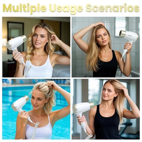 Wall Mounted Hair Dryer for Bathroom - 110V Professional Blow Dryer with Fast Drying Salon Motor, Heavy Duty Wall Mount Hairdryer with Stand Rack, Includes Screws+Adhesive 5