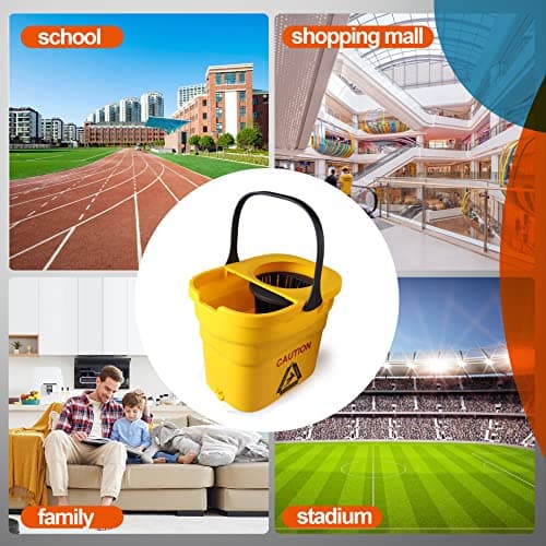 CLEANHOME Collapsible Mop Bucket on Wheels for Industrial Mop Cleaning, Side Press Wringer Combo Commercial Cleaning Caddy Plastic, Suitable for Wet mop,Sponge Mop,Grey 7