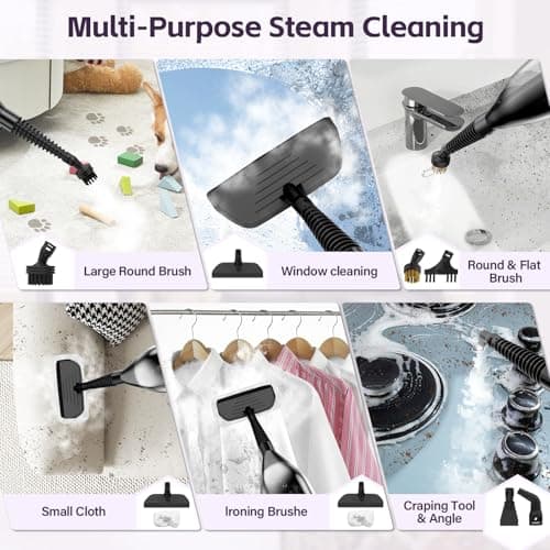 Steam Mop, 12-in-1 Powerful Handheld Steam Cleaner Detachable Steam Mops for Floor Cleaning, 550ML Removable Tank, 23FT Power Cable, MultiPurpose Steamer for Hardwood, Tile, Grout, Sliver Gray 6