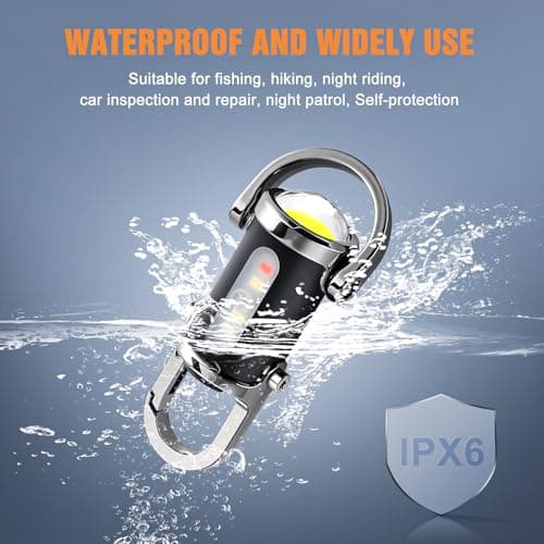 Ciwuzxs Rechargeable Keychain Flashlights, 800 Lumens EDC Mini Flashlights, COB Keychain Work Light Flashlights 7 Light Modes, Bright Mini Keychain Light for Walking, Searching and Hiking 5