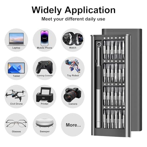 Viunonu 52-in-1 Precision Screwdriver Set, Magnetic Mini Repair Tool Kit for iPhone, Computer, Eyeglass, PS5, Watch, Laptop, Macbook, Ring Doorbell, Electronic, [S2 Steel] Screw Driver Gifts for Men 7