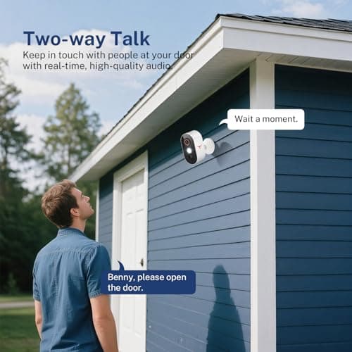 TrendBuzz 1080P Wireless Security Camera with AI Human Detection, Color Night Vision, PIR Motion Detection, Two-Way Talk, Cloud Service, 2.4G Wi-Fi, Battery Powered, Outdoor Surveillance Bullet Cam 5
