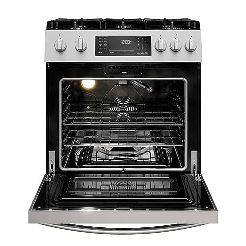 Kenmore Front Control Gas Range Oven with 5 Cooktop Burners, True Convection, Steam and Self Clean, Freestanding Stainless Steel Stove and Oven, 4.8 cu. ft. Capacity 5