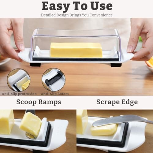 MORGLES Airtight Butter Dish with Lid, Butter Keeper for Countertop And Refrigerator, Dishwasher Safe 5