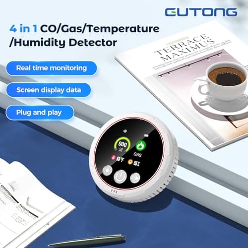gutong 4 in 1 Carbon Monoxide Detectors Plug in, CO Detector & Natural Gas Detector with Battery Backup, HD Digital Display Monitors CO, Combustible Gas, Temp, Humidity - Home Safety for House, RV 2