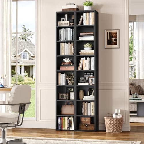 FOTOSOK 8-Tier Media Tower Rack, 11.6 X 9.3 X 70.9 Inches CD DVD Slim Storage Cabinet with Adjustable Shelves, Tall Narrow Bookcase Display Bookshelf for Home Office, Black 5