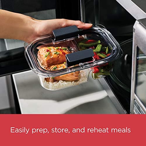 Rubbermaid Brilliance Meal Prep Containers, 2-Compartment Food Storage Containers, 2.85 Cup, 5-Pack, BPA-Free, Clear/Grey 3