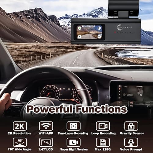 2K Front Dash Cam with WiFi, Diamond Lark 1440P Dash Camera for Cars with Free 32GB Card, Dashboard Dashcam, 1.47” LCD Screen, 170°Wide Angle, 24H Parking Mode, Night Vision, Detachable Bracket 5
