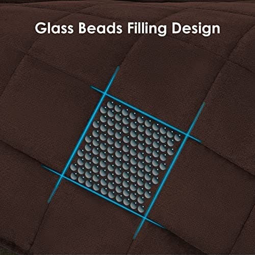 CYMULA Flannel Weighted Blanket Adult 48×72inch Sherpa Fleece Heavy Blanket - Breathable Soft Blanket 15lbs Twin Size - Snuggly Bed Blankets with Glass Beads- Brown 7