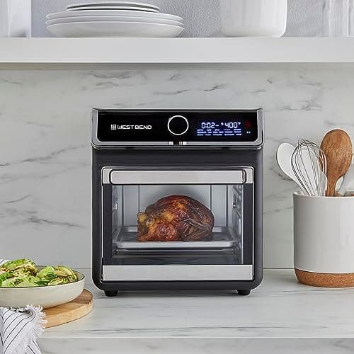 West Bend Air Fryer Oven 15-Quart Capacity with Digital Controls Easy-View Door and 16 Cooking Presets, Includes Eight Cooking Accessories, 1000-Watts, Black 7