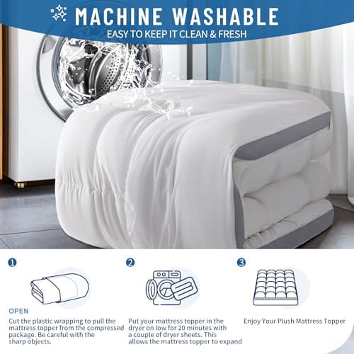 LIANLAM 3 Inch Memory Foam Mattress Topper Queen with Breathable Air Mesh Sides,1700GSM Ergonomic Mattress Pad for Back Pain, Extra Thick Cooling Pillow Top with 8"-18" Deep Pocket(60"x80") 7