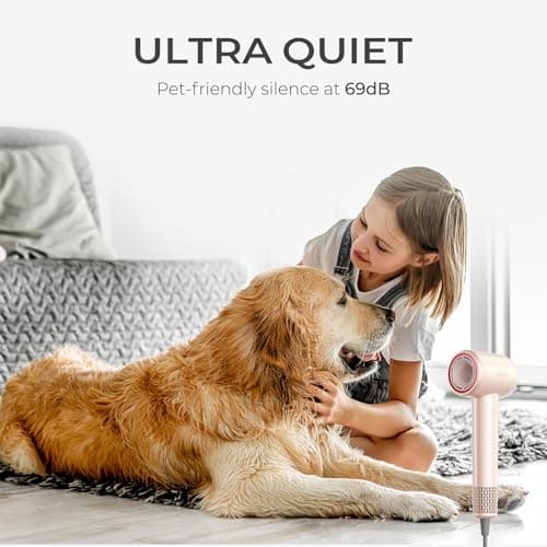 TYMO Ionic Hair Dryer for Women, High Speed Travel Blow Dryer for 5X Faster Drying & 0 Damage, Professional Portable Quiet Hairdryer with 400M Negative Ions, 4 Temps& 2 Speeds, 110,000 RPM, Gold Blush 6