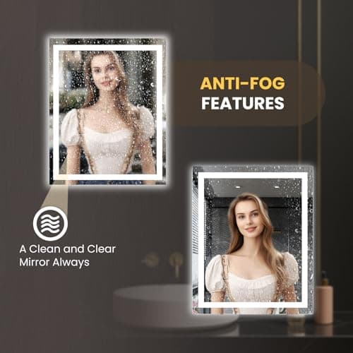 LOAAO 20X28 LED Bathroom Mirror with Lights, Anti-Fog, Dimmable, Backlit + Front Lit, Lighted Bathroom Vanity Mirror for Wall, Memory Function, Tempered Glass, Shatter-Proof, ETL Listed 6