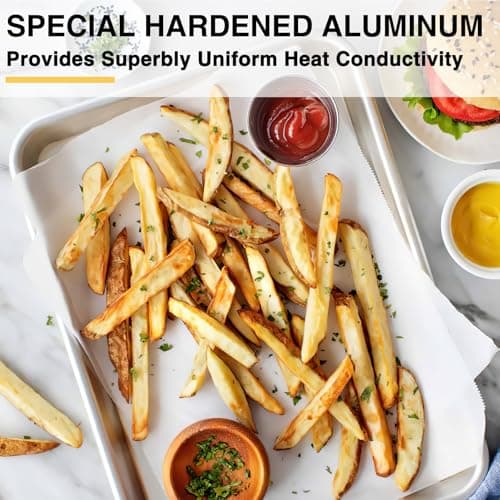 Baking Sheet Pan Set of 3, Commercial Quality Aluminum Cookie Sheets for Oven, Umite Chef Warp Resistant Baker's Half/Quarter/Jelly Roll Pans, Thick Cookie Tray Pans for Baking, Roasting 7